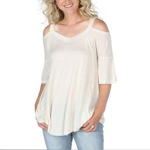 Umgee Off Shoulder Shirt Cream Bell Sleeves Small